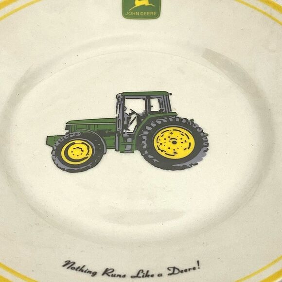John Deere Dinner Salad Plate 9" Gibson Tableware Green Tractor Collectible - Picture 2 of 3
